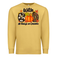 Antique Gold with god all things are possible Premium Sweatshirt - MaliasSmallBusiness