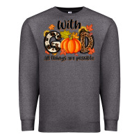 Charcoal Heather with god all things are possible Premium Sweatshirt - MaliasSmallBusiness