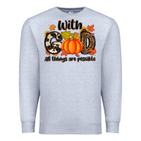 Heather Grey with god all things are possible Premium Sweatshirt - MaliasSmallBusiness