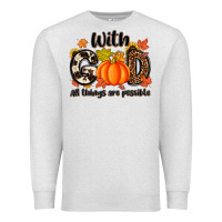 Oatmeal Heather with god all things are possible Premium Sweatshirt - MaliasSmallBusiness