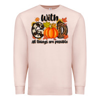 Pale Pink with god all things are possible Premium Sweatshirt - MaliasSmallBusiness