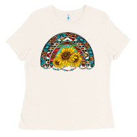 Bone western sunflowers aztec leopard serape  rainbows Ladies Tee - AdoDesignShop
