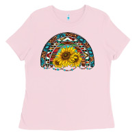 Bubblegum Pink western sunflowers aztec leopard serape  rainbows Ladies Tee - AdoDesignShop