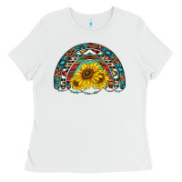 White western sunflowers aztec leopard serape  rainbows Ladies Tee - AdoDesignShop