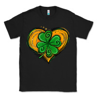 Black St. Patrick's Day Heart with Shamrock Classic Tee - Jasminsmagicworld