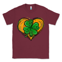 Burgundy St. Patrick's Day Heart with Shamrock Classic Tee - Jasminsmagicworld