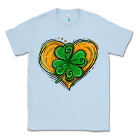 Dusty Blue St. Patrick's Day Heart with Shamrock Classic Tee - Jasminsmagicworld