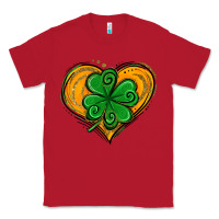 Red St. Patrick's Day Heart with Shamrock Classic Tee - Jasminsmagicworld