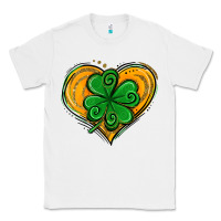 White St. Patrick's Day Heart with Shamrock Classic Tee - Jasminsmagicworld