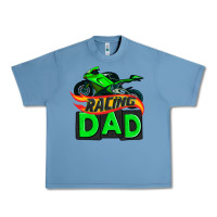 Pebble Blue racing dad with racing motorcycle Urban Heavy Tee - AdoDesignShop