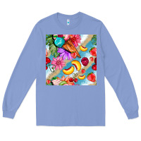 Colony Blue flowers ice cream fruit Long Sleeve Tee - BundleAndBundleShop