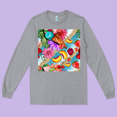 Flowers Ice Cream Fruit Long Sleeve Tee Designed By Bundleandbundleshop