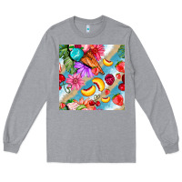 Heather Grey flowers ice cream fruit Long Sleeve Tee - BundleAndBundleShop