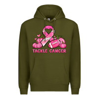 Army Green tackle cancer pumpkins football and ribbon breast cancer awareness Premium Hoodie - Jasminsmagicworld