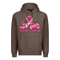 Coffee tackle cancer pumpkins football and ribbon breast cancer awareness Premium Hoodie - Jasminsmagicworld