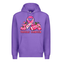 Purple tackle cancer pumpkins football and ribbon breast cancer awareness Premium Hoodie - Jasminsmagicworld