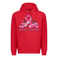 Red tackle cancer pumpkins football and ribbon breast cancer awareness Premium Hoodie - Jasminsmagicworld