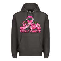 Smoke tackle cancer pumpkins football and ribbon breast cancer awareness Premium Hoodie - Jasminsmagicworld