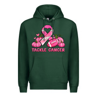 Sports Green tackle cancer pumpkins football and ribbon breast cancer awareness Premium Hoodie - Jasminsmagicworld