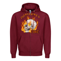 Burgundy everything's fine Zipper Hoodie - MaliasSmallBusiness