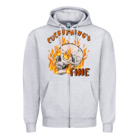 Heather Grey everything's fine Zipper Hoodie - MaliasSmallBusiness