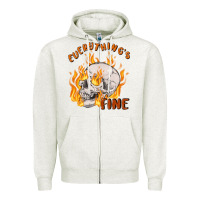 Oatmeal Heather everything's fine Zipper Hoodie - MaliasSmallBusiness
