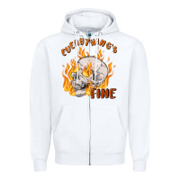 White everything's fine Zipper Hoodie - MaliasSmallBusiness