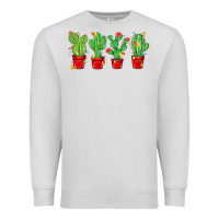 Dove Grey Christmas Cactuses Premium Sweatshirt - MaliasSmallBusiness