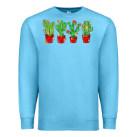 Ocean Blue Christmas Cactuses Premium Sweatshirt - MaliasSmallBusiness
