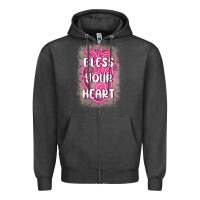 Charcoal Heather bless your heart Zipper Hoodie - MaliasSmallBusiness