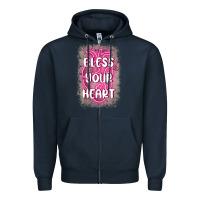 Navy bless your heart Zipper Hoodie - MaliasSmallBusiness