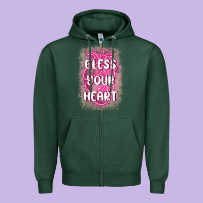 Bless Your Heart Zipper Hoodie Designed By Maliassmallbusiness