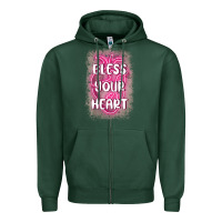 Sports Green bless your heart Zipper Hoodie - MaliasSmallBusiness
