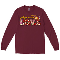 Burgundy all you need is love Long Sleeve Tee - AdoDesignShop