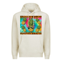 Oatmeal Heather summer pineapple Premium Hoodie - BarkalooDesign