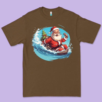 Surf Happy Santa Premium Tee Designed By Unal Design