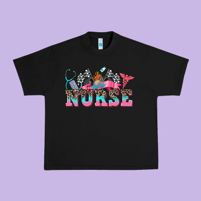 Nurse With Race And Oto Equipment Urban Heavy Tee Designed By Adodesignshop