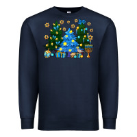 Navy Hannukah Christmas trees Premium Sweatshirt - NancyCooperArtShop