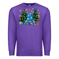 Purple Hannukah Christmas trees Premium Sweatshirt - NancyCooperArtShop