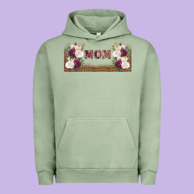 Mom Burgundy Flowers With Leopard Urban Hoodie Designed By Tumblerdesignbyshophia