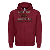 Burgundy caffeine & kindness Zipper Hoodie - MaliasSmallBusiness