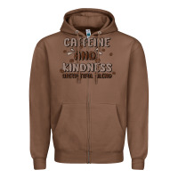 Chestnut caffeine & kindness Zipper Hoodie - MaliasSmallBusiness