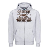 Heather Grey caffeine & kindness Zipper Hoodie - MaliasSmallBusiness
