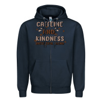 Navy caffeine & kindness Zipper Hoodie - MaliasSmallBusiness