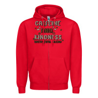 Red caffeine & kindness Zipper Hoodie - MaliasSmallBusiness