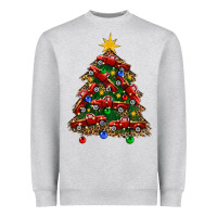 Heather Grey christmas truck tree Heavyweight Sweatshirt - FaDigitalArtStudio