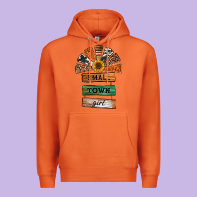 Small Town Girl Western Windmill Wooden Boards Premium Hoodie Designed By Jasminsmagicworld
