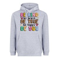 Heather Grey be kind be brave be true be happy be you Heavyweight Hoodie - MaliasSmallBusiness