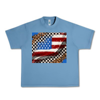 Pebble Blue American flag and racee flag Urban Heavy Tee - AdoDesignShop