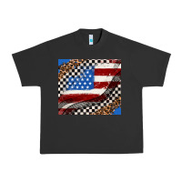 Pigment Black American flag and racee flag Urban Heavy Tee - AdoDesignShop